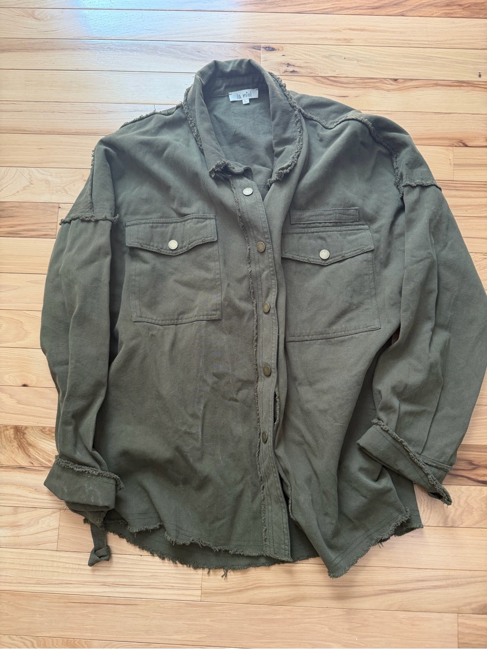 LA MIEL Olive Green Utility Shirt Jacket